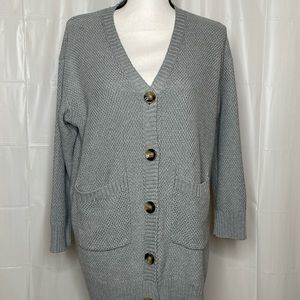 Women's Hotouch Cardigan Knit Sweater Gray Brown Buttons Pockets Size XL